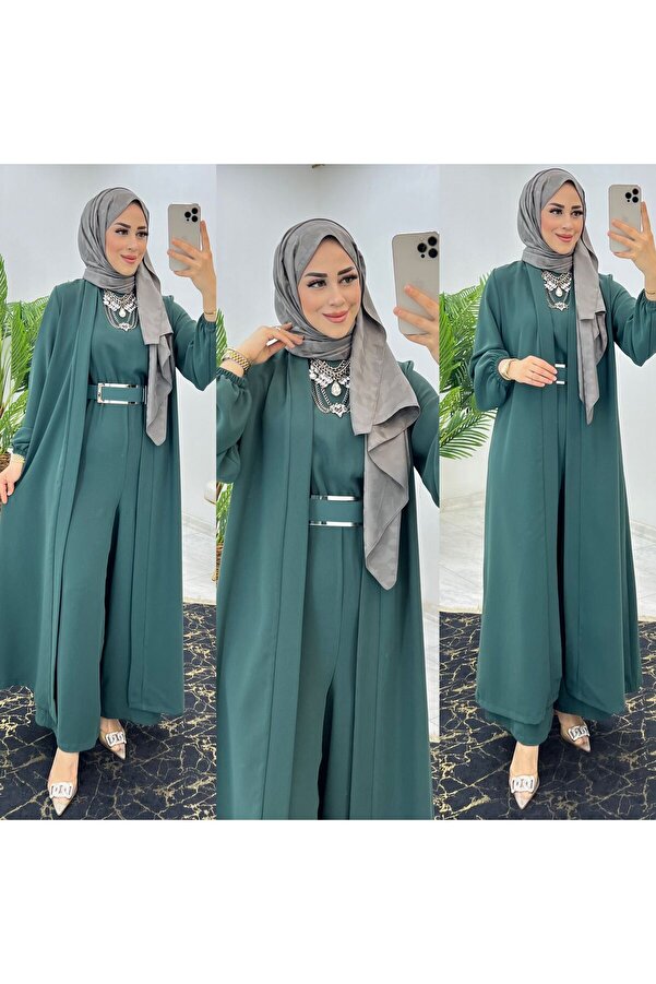 FIRSTESLEM-Premium First Class - Double Sided Dubai Crepe Abaya and Jumpsuit Set 1