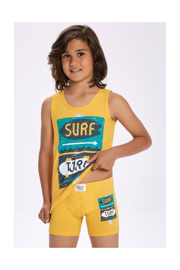 İlke-Boy's Lycra Printed Athlete - Boxer Suit 1