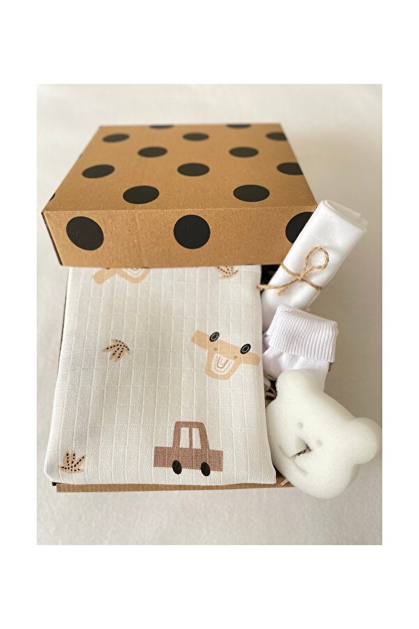 MASALBABY HOŞGELDİN BEBEK/YENİDOĞAN BEBEK HEDİYE SETİ/MÜSLİN BATTANİYE & MENDİlL & ÇORAP & BANYO SÜNGERİ