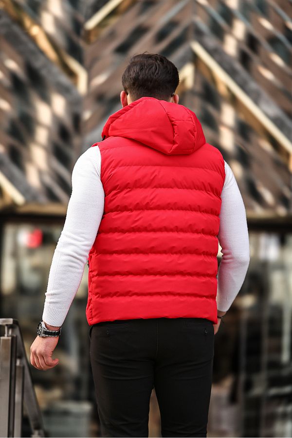 Boys red hooded vest hotsell