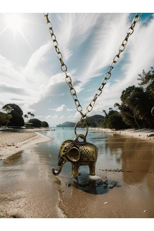 whocares Unisex Antique Colored Chain Necklace Elephant Symbol High Quality Trendyol