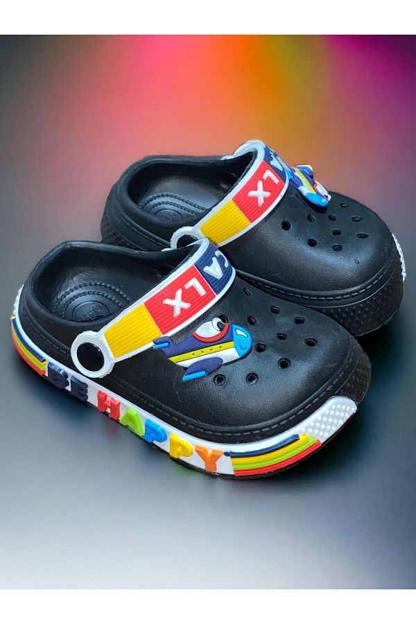 Calx Children s Black Color Figured Anti Slip Sandals Crocs Slippers Trendyol
