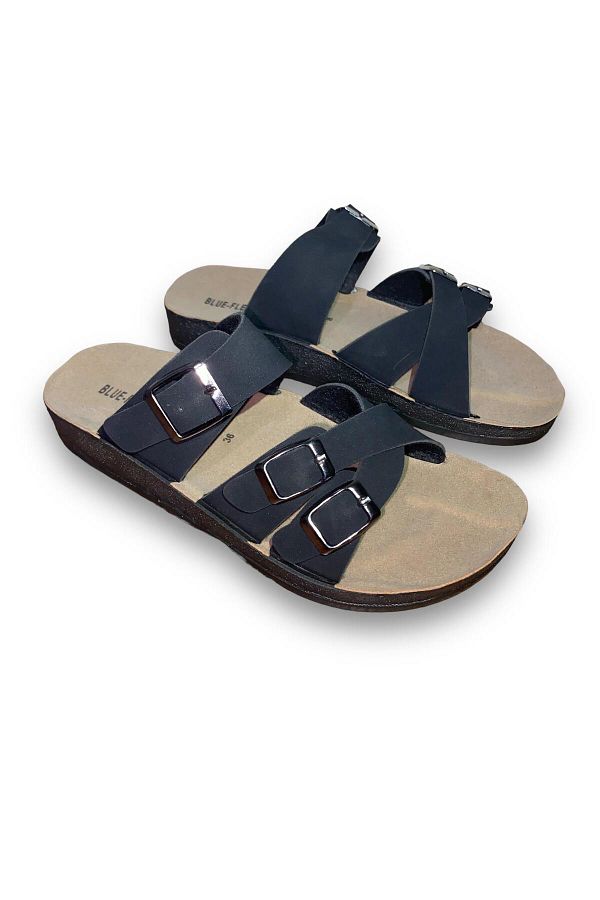 blueflex Women s Orthopedic Slippers Black Wedge Heel Stylish Comfortable Light Daily Cross Buckle Slippers Trendyol