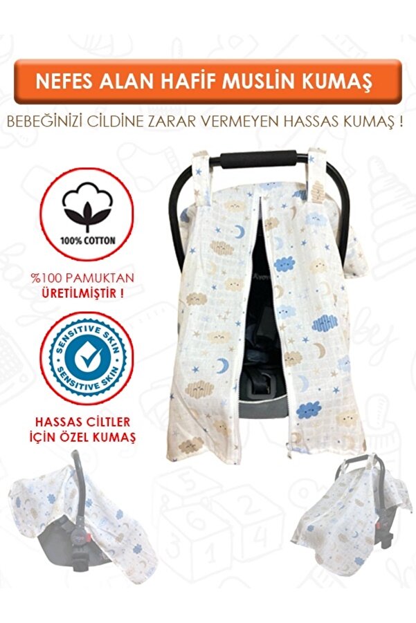Genel Markalar Puset Örtüsü,müslin Puset Örtüsü,müslin Kumaş Fermuarlı Puset Örtüsü,emzirme Örtüsü
