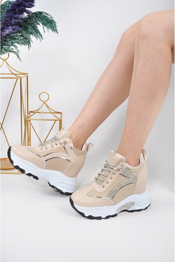 Asya Stoned Wedge Heeled Women's Sneakers- Trendyol