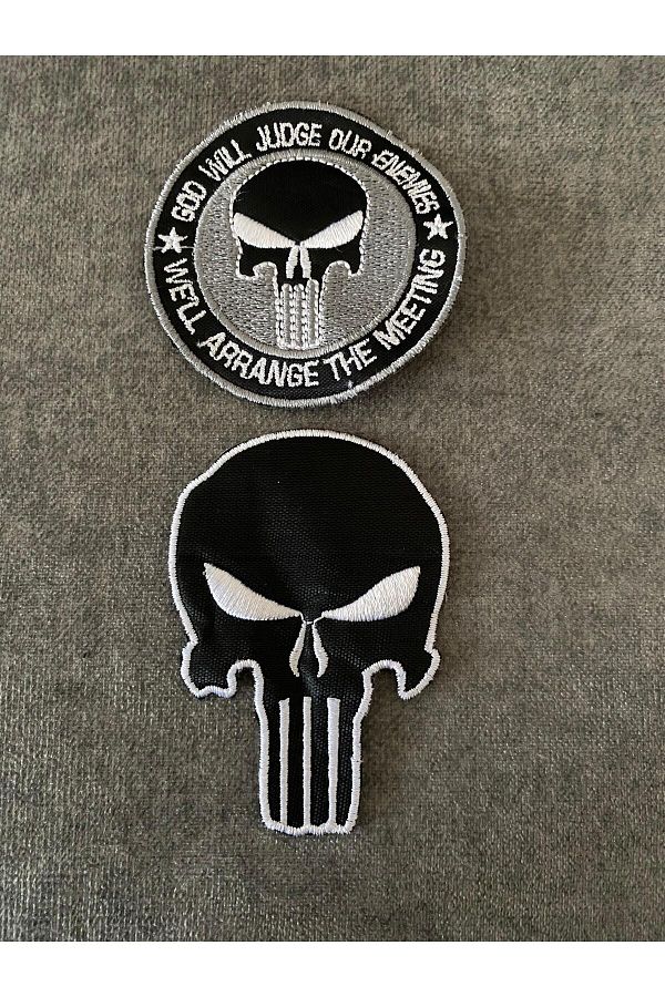 icase-The Punisher embroidery Patch Patch Set of 2 Sewable (8x8 cm 11x8cm) 1