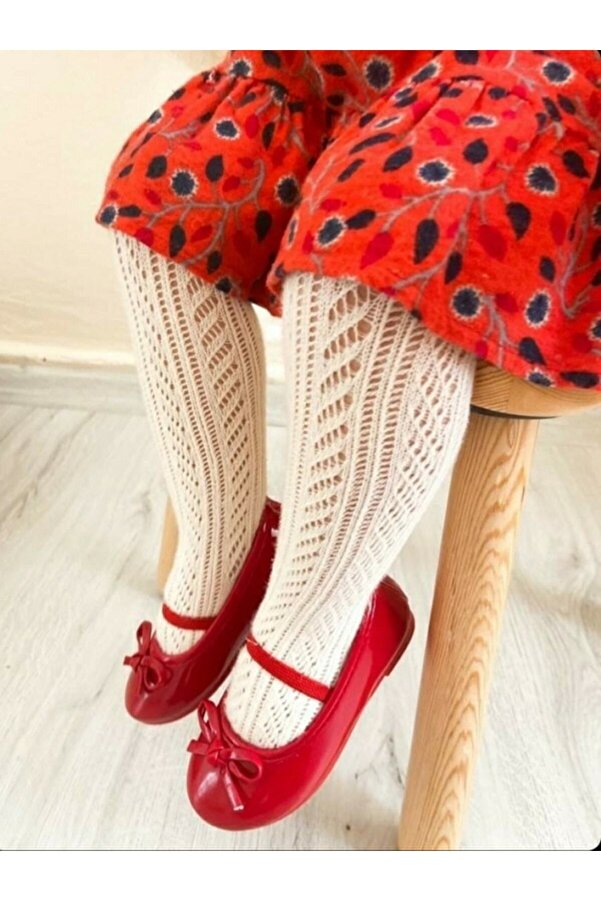 BEBEĞİME ÇORAP File Külotlu Çorap Kız Bebek / Kız Çocuk - Krem