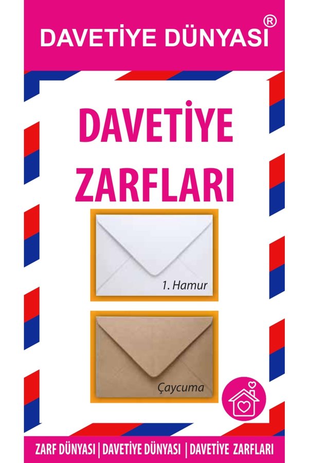 zarf dünyası Invitation Envelopes| 12 cm x 18 cm| 1.Dough 90 gr| 1 Box ...