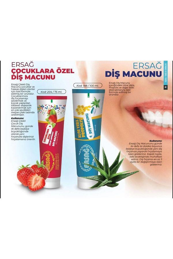 Ersağ-Strawberry Toothpaste 75 ml & Toothpaste 100 ml 1