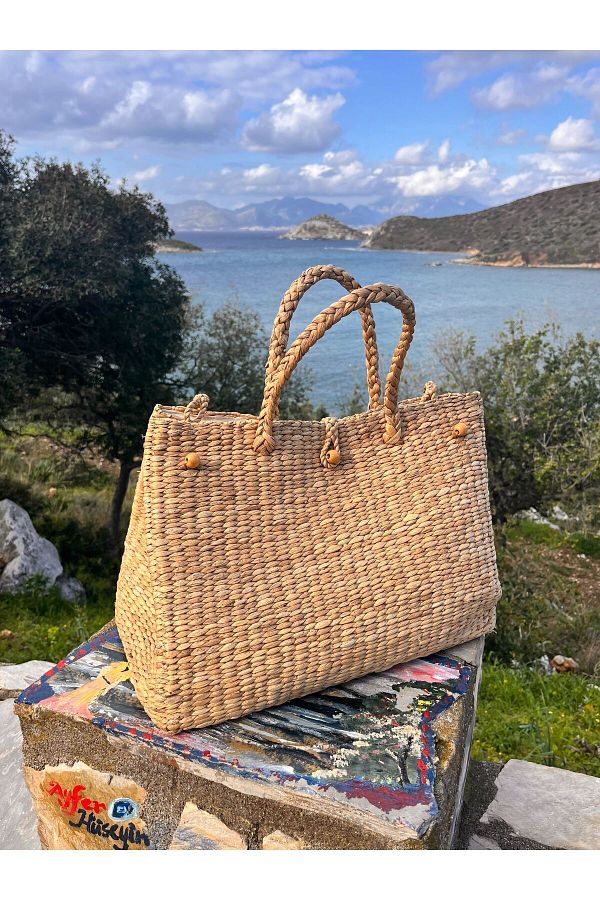zuzuco Bag 100 Organic Straw Bag Beach Bag Shoulder Bag Picnic Bag Women s Bag Trendyol