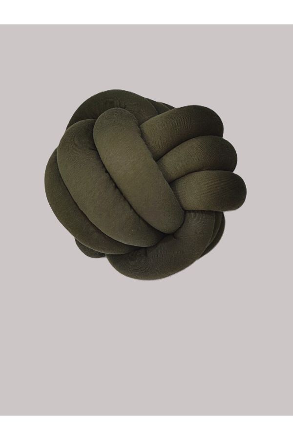 meleginisiklitoplari DECORATIVE KNOT PILLOW KHAKI Trendyol