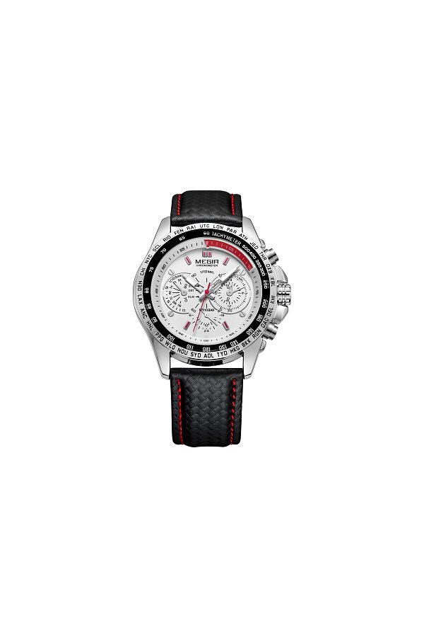 Megir 1010 Quartz Waterproof Leather Strap Luminous Alloy Wristwatch Trendyol
