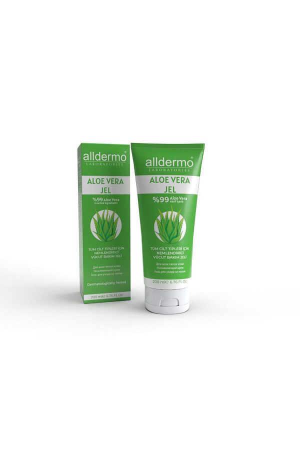 Alldermo-Aloe Vera and Panthenol Gel 200ml - Moisturizing Body Care Gel 1