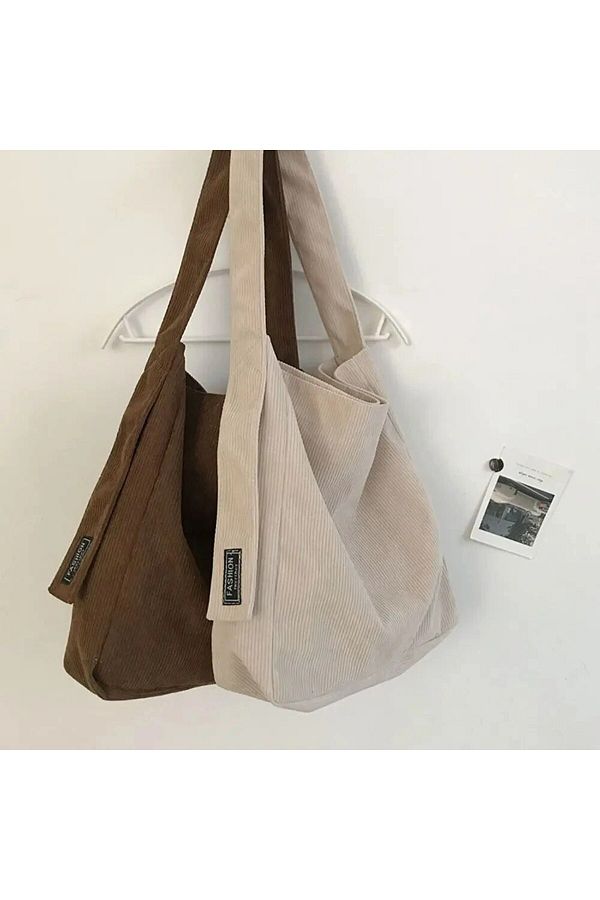 Choice Fashion Women Corduroy Shoulder Bags Soft Handbags Tote Bags Girls Students Large Capacity Bags Trendyol