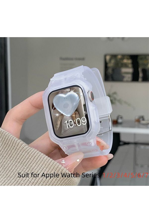 Choice Fashion Transparent Silicone Band Case For Apple Watch 7 6 Se 5 4 3 2 1 Sport Watch Strap For I. Trendyol