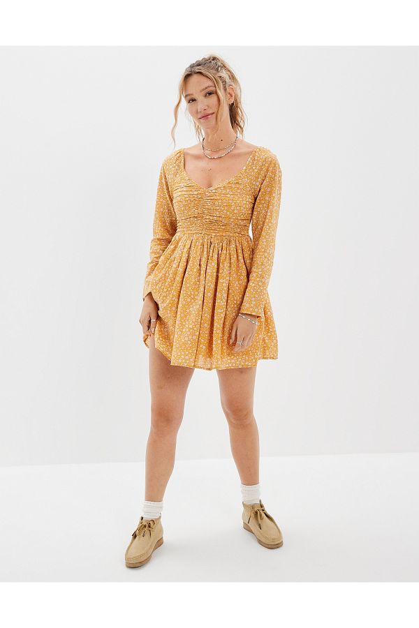 American Eagle Dress Yellow A line Trendyol