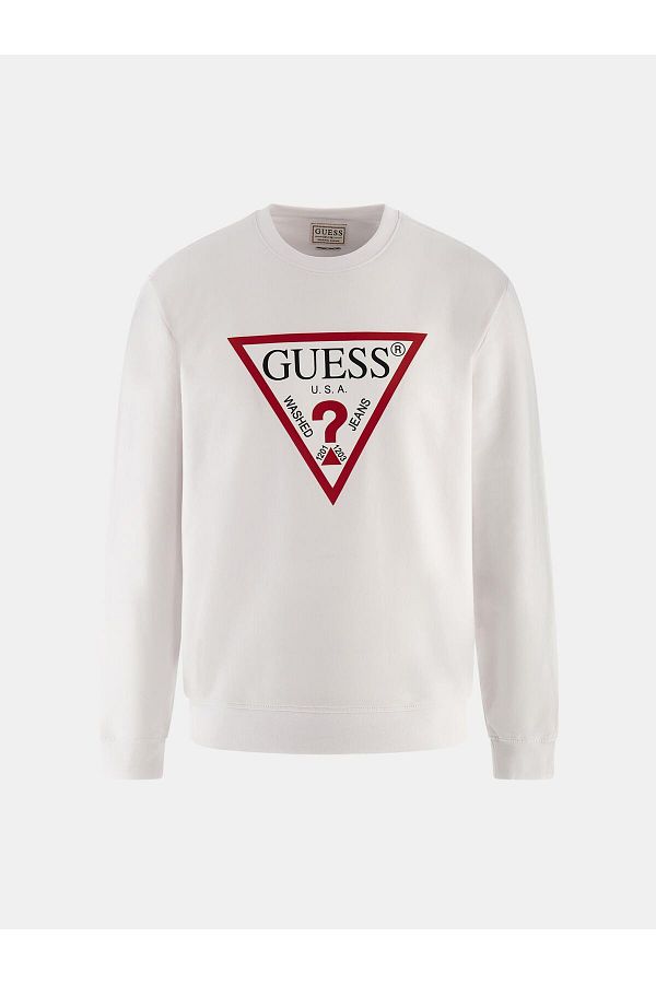 Guess Triangle Logo Men s Sweatshirt White Trendyol