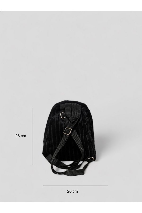 elue Mini Black Velvet Backpack Trendyol