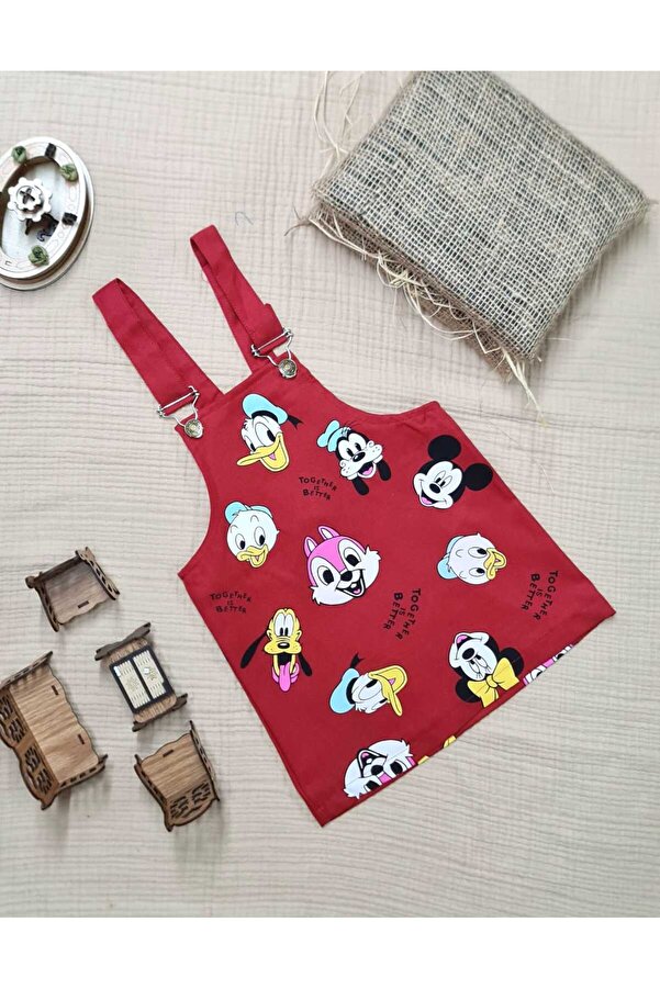 minikiss Baskılı Gabardin Kumaş Ayarlı Askılı Kız Çocuk Jile Elbise