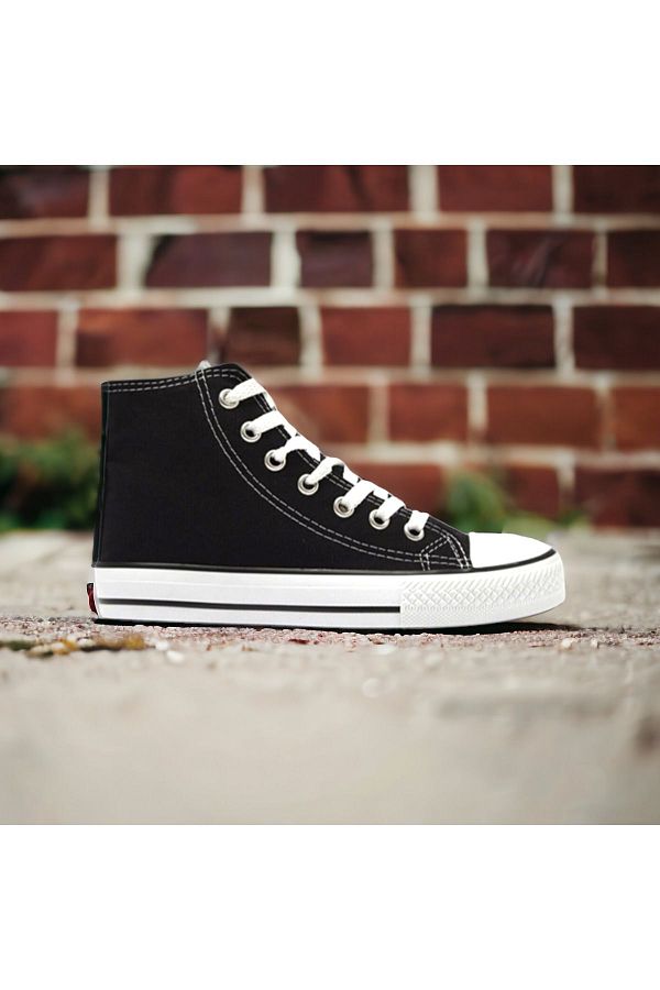 PAT K BEBE Black Linen Sneakers for Kids Shoes with Throat Detail Trendyol