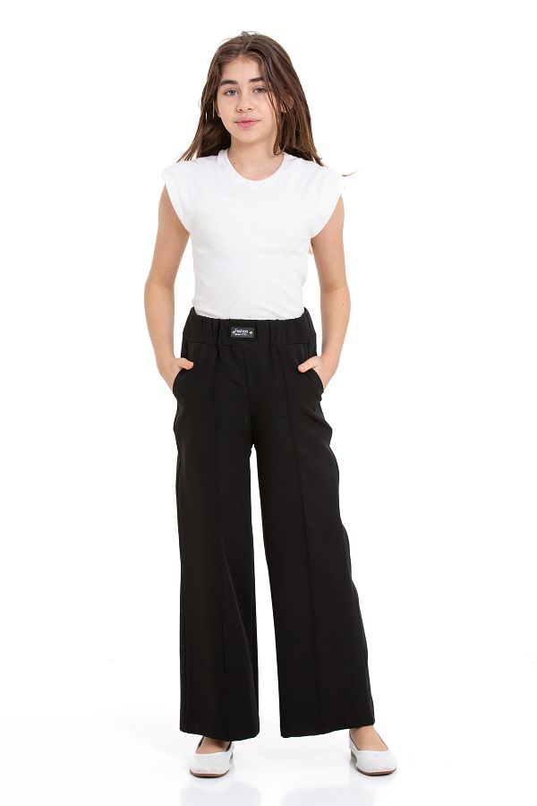 LAPINKOD-Girl's Pants with Pipe Leg and Elastic Waist 1