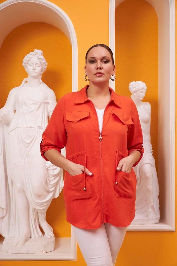 Orange plus size jacket cheap