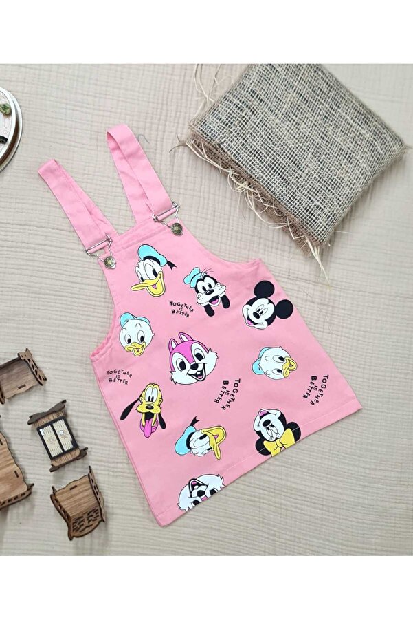 minikiss Baskılı Gabardin Kumaş Ayarlı Askılı Kız Çocuk Jile