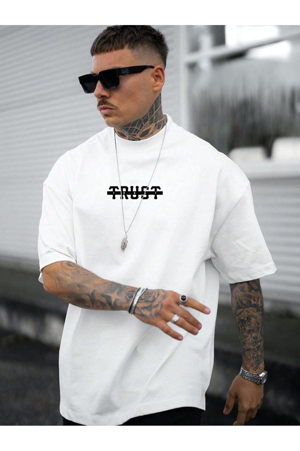 YUVEST-Blackrock póló - Trust Printed Oversize Crew Neck rövid ujjú póló 1