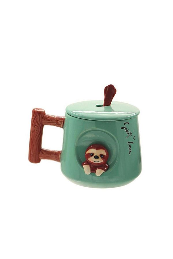 The Mia-Lazy Animal Mug with Lid and Spoon 370 ml 1
