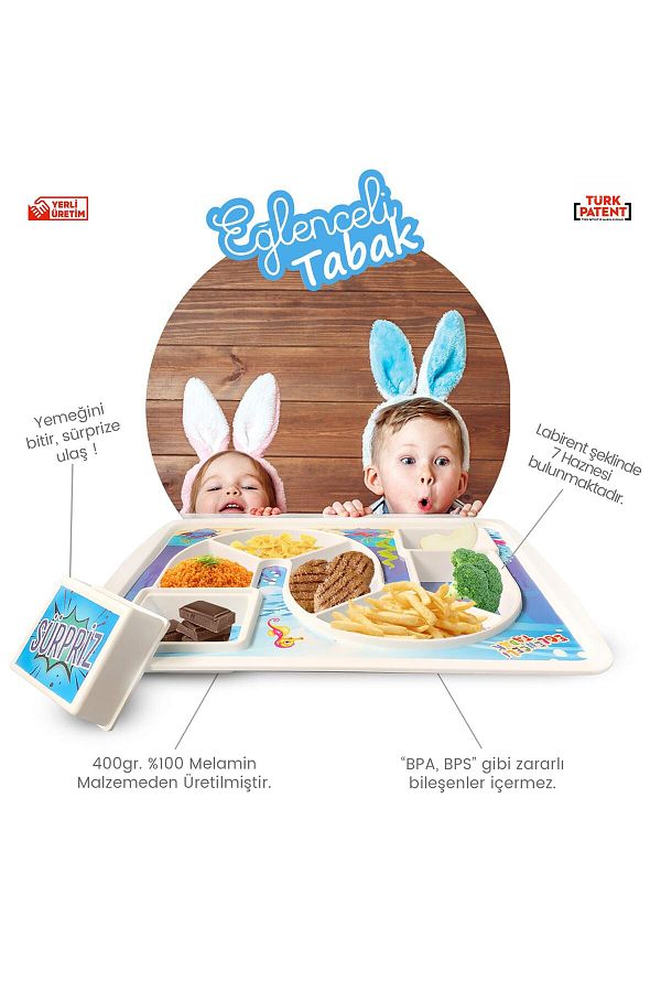 DERELİ MATBAA-Children's Nutrition Food Breakfast Plate Aquarium Themed Fun Plate with Surprise 23X30.5X3Cm 1