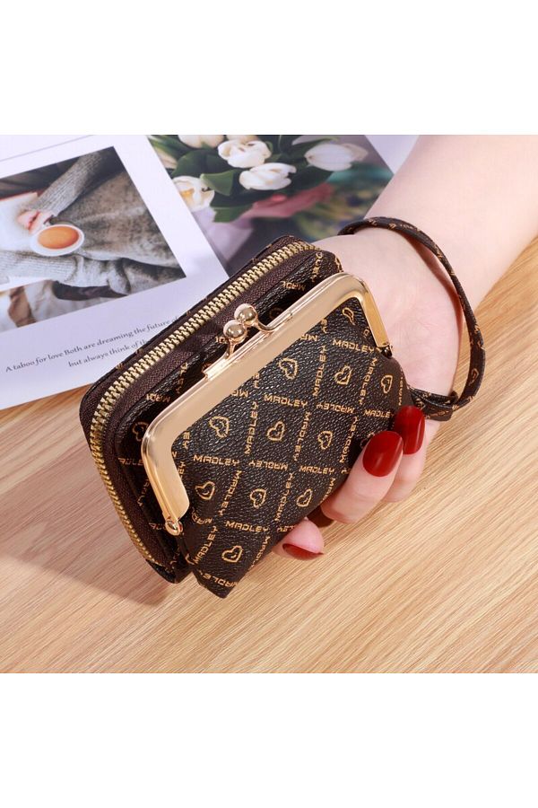 Choice New Wallet Women s Wrist Strap Short Old Flower Zero Wallet Large Capacity Coin Clip Bag Letter M. Trendyol