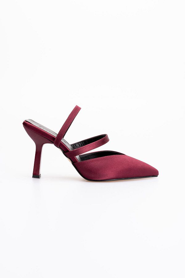 Buem-Strappy Open Heel Daily Comfortable Burgundy Heeled Shoes 1