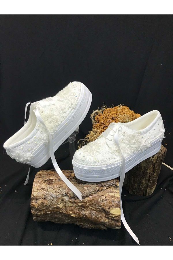 Sonmez Lace Detailed Sonmez Wedge Wedding Dress Converse Evening Dress Women s Shoes Trendyol