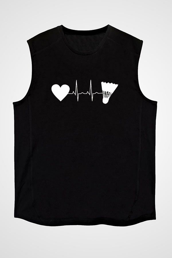 Darkhane-Unisex Black Sleeveless BadminTon T-Shirt - CuT Sleeve T-Shirt 1