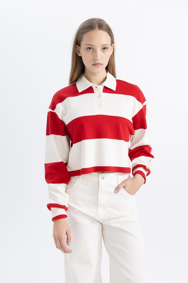 Cropped striped polo shirt online