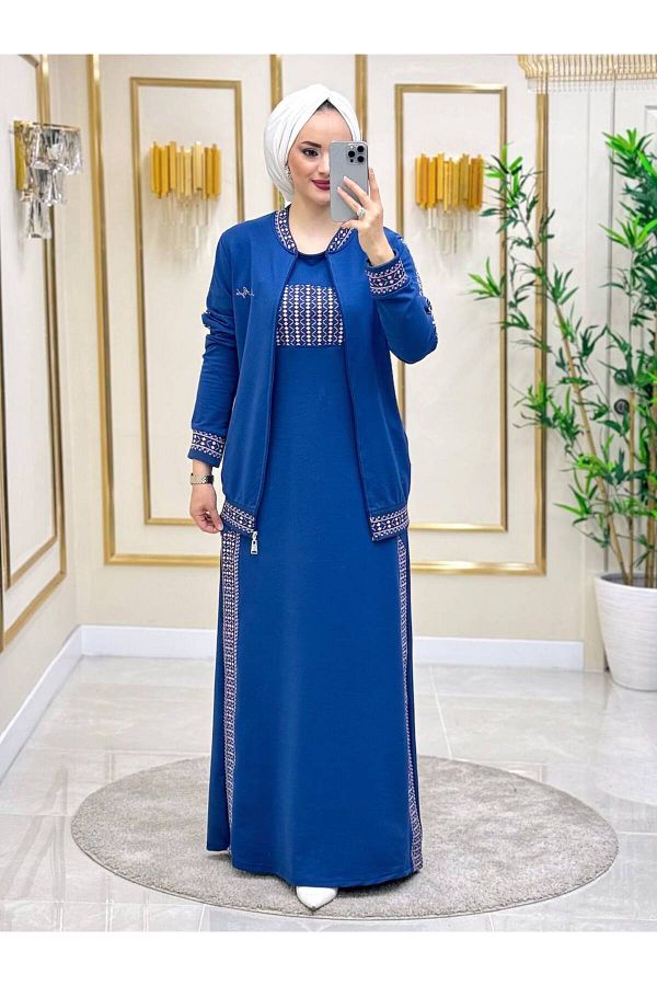 Alury group Hijab Evening Dress Jacket and Gilet Set