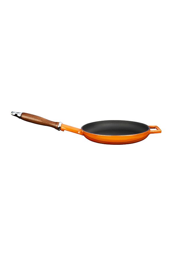 Lava-Cast Round Frying Pan with Cast Iron and Wooden Handle Diameter(Ø)24cm 1