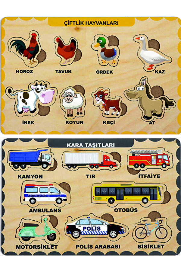 MAKETÇİNİZ-Wooden Find and Plug Educational 2 Piece Jigsaw Puzzle Set 1