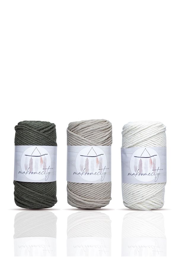 Makromecity-Macromecity Taranan Macrame Macrame Hobby Rope Set of 3 2 Ecru 1 Baby Blue 1
