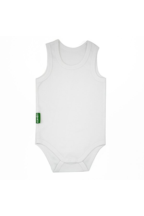 ecowoco Unisex Bebek Beyaz Organik Pamuk Kolsuz Body