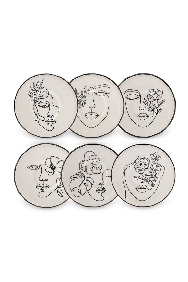 Karaca-Face Torten Set für 6 Personen, Tortenplatte, Porzellan, Torten Deko Torten-Platte 1