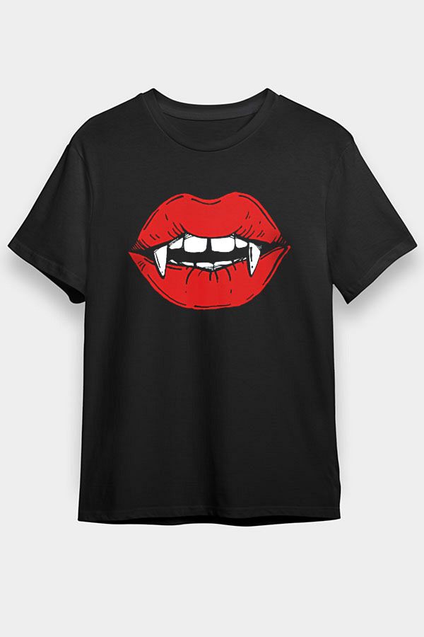 Darkhane-Unisex Black Halloween Vampire Teeth T-Shirt 1