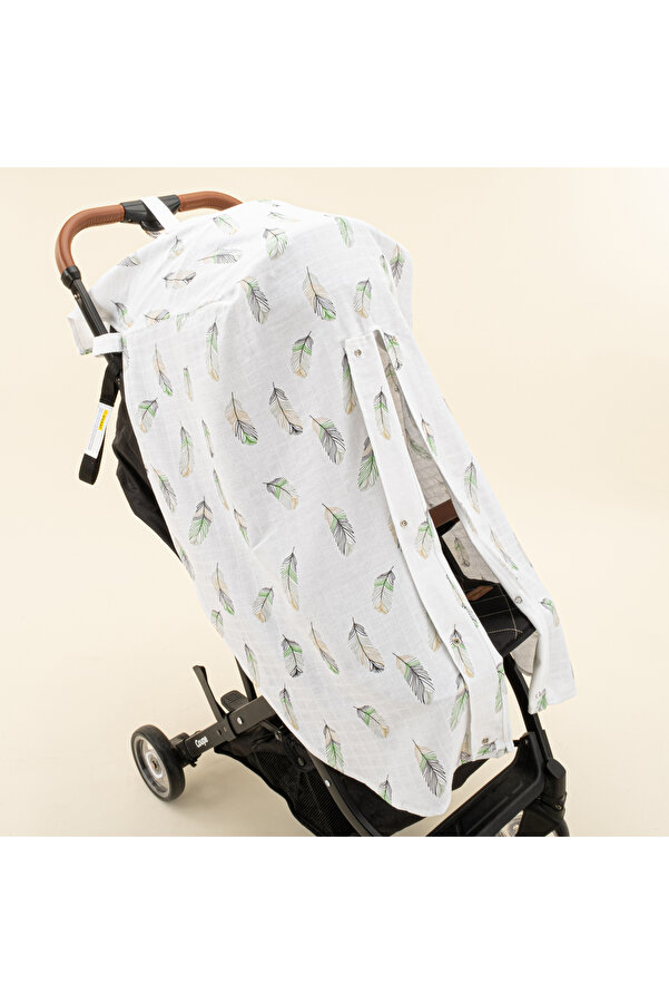 Yunikobaby Müslin Bebek Arabası Örtüsü - Yeşil Tüy