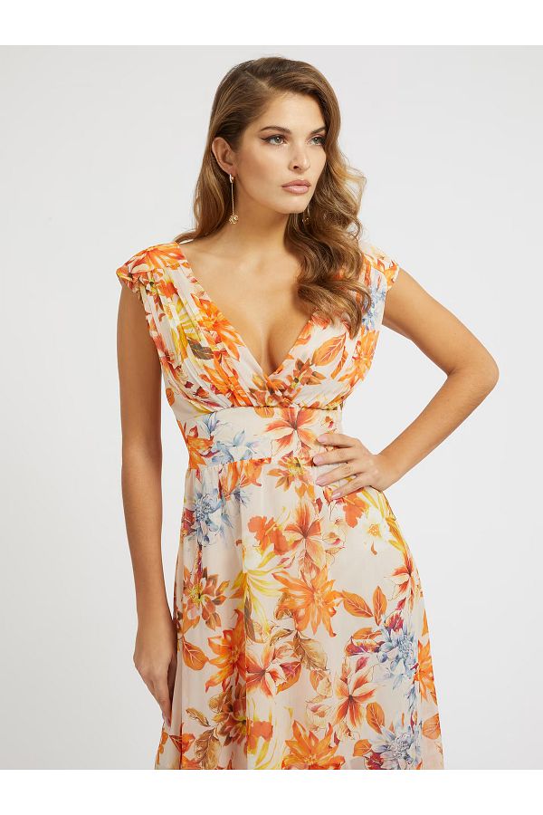Guess SL GILDA LONG Dress W3GK60WDW52 Orange Trendyol