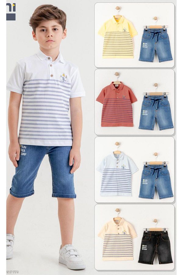 Denim short suit clearance