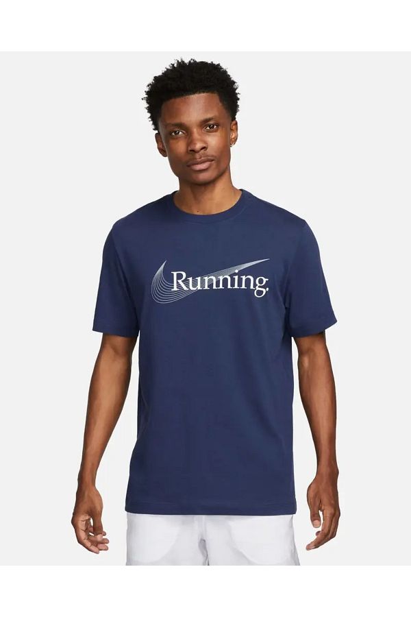 Nike Dri FIT Tee Running Navy Blue Men s T shirt FJ2362 410 Trendyol