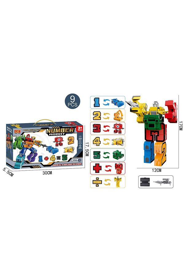Tower Toys-Transformable Numbers 8 In 1 Piece Boxed Transformer Robot Numbers Up To 1 1
