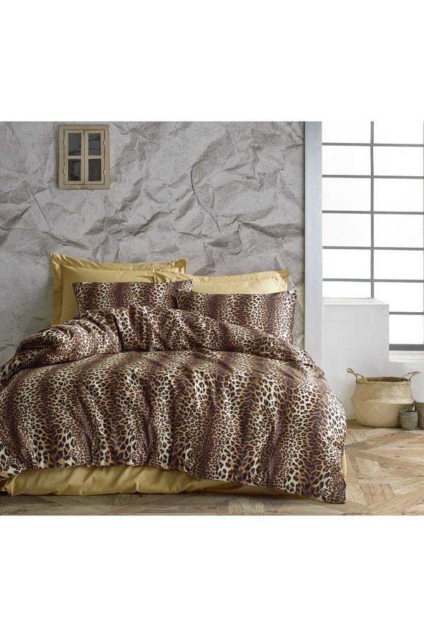 Mert Collection Çarşı-Single Ranforce (fabric) Elastic Sheet Set Leopard Pattern 1