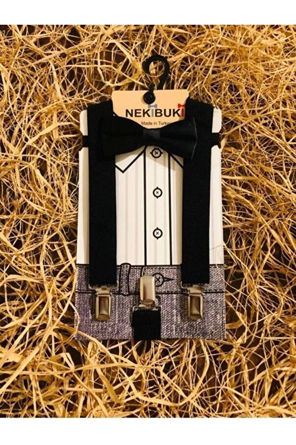 Babexi Erkek Bebek / Çocuk Pantolon Askısı Ve Papyon Seti