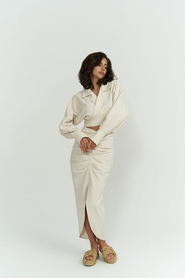 BOHEMA Asos Beige Shirt Skirt Set Trendyol